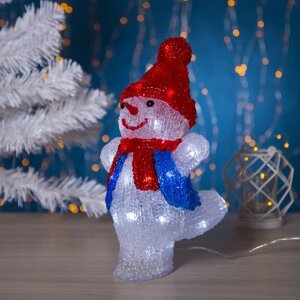 Светодиодная фигура 'Снеговик-фигурист' 20 x 29 x 17 см, акрил, 24 LED, 220 В, свечение белое