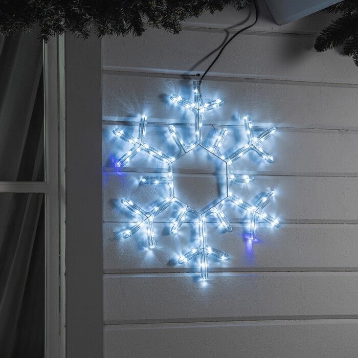 Светодиодная фигура 'Снежинка', 55 см, дюралайт, 120 LED, 220 В, мерцание, свечение белый/синий от компании Интернет-магазин "Flap" - фото 1