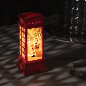 Светодиодная фигура 'Телефонная будка с Дедом Морозом' 5.3 x 12 x 5.3 см, пластик, батарейки AG13х3, свечение тёплое