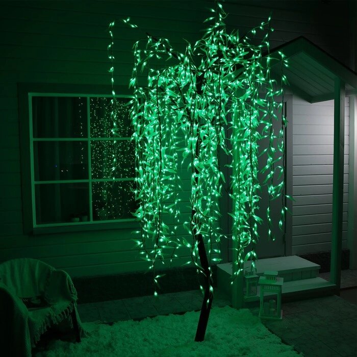 Светодиодное дерево 'Плакучая ива' 2.5 м, 1728 LED, постоянное свечение, 220 В, свечение зелёное от компании Интернет-магазин "Flap" - фото 1