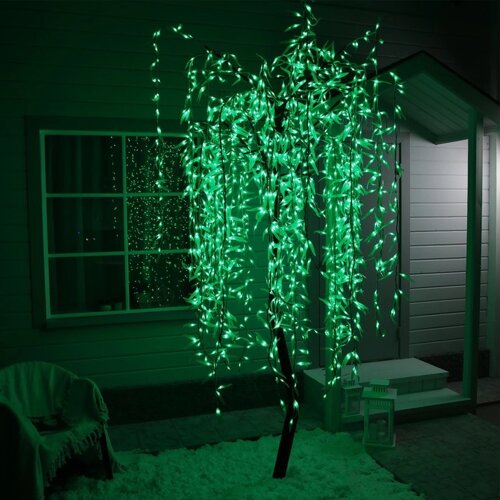 Светодиодное дерево 'Плакучая ива' 2.5 м, 1728 LED, постоянное свечение, 220 В, свечение зелёное
