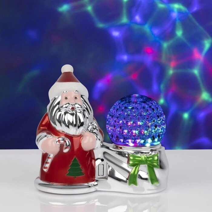 Световой прибор 'Дед Мороз с шаром' 10 см, свечение RGB, 220 В от компании Интернет-магазин "Flap" - фото 1