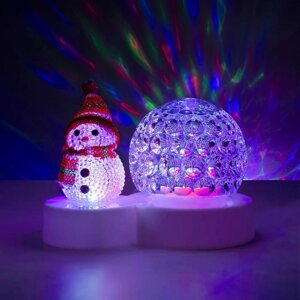 Световой прибор 'Снеговик с прозрачным шаром' 9.5 см, свечение мульти, 220 В