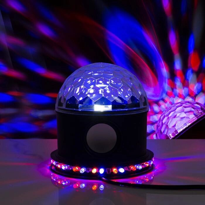 Световой прибор 'Вокруг сферы' 12 см, динамик, свечение RGB, 220 В, чёрный от компании Интернет-магазин "Flap" - фото 1