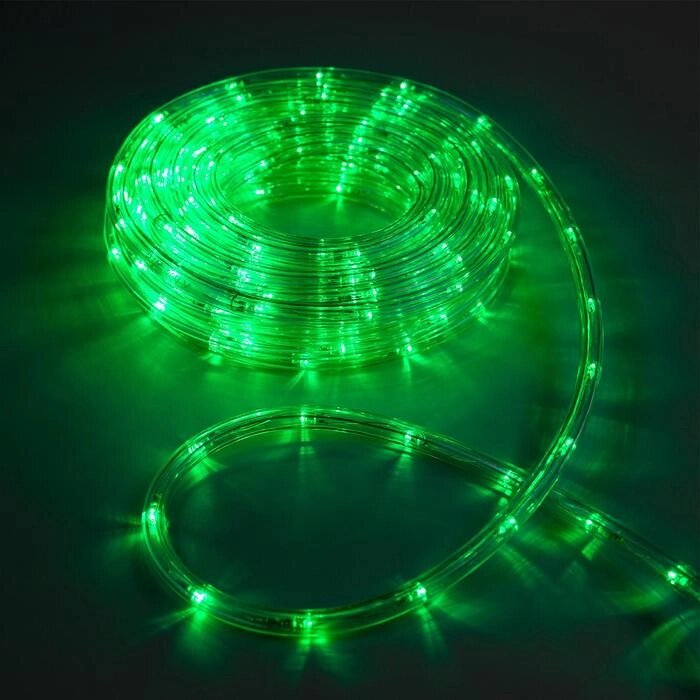 Световой шнур Luazon Lighting 10 мм, IP65, 10 м, 24 LED/м, 220 В, 8 режимов, свечение зелёное от компании Интернет-магазин "Flap" - фото 1