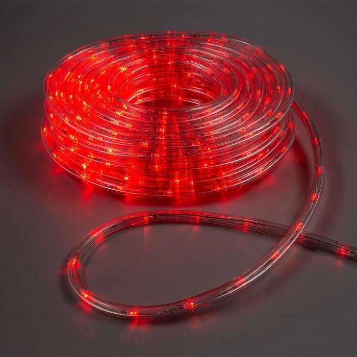 Световой шнур Luazon Lighting 10 мм, IP65, 20 м, 24 LED/м, 220 В, 8 режимов, свечение красное от компании Интернет-магазин "Flap" - фото 1
