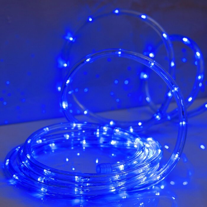 Световой шнур Luazon Lighting 10 мм, IP65, 5 м, 24 LED/м, 220 В, 8 режимов, свечение синее от компании Интернет-магазин "Flap" - фото 1