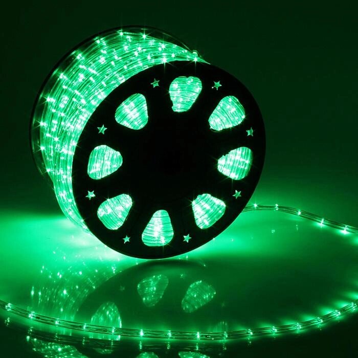 Световой шнур Luazon Lighting 11 мм, IP65, 100 м, 24 LED/м, 220 В, 2W, постоянное свечение, свечение зелёное от компании Интернет-магазин "Flap" - фото 1