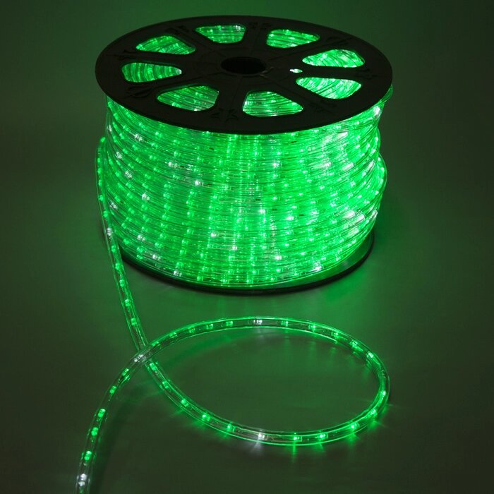 Световой шнур Luazon Lighting 13 мм, IP65, 100 м, 36 LED/м, 220 В, 2W, мерцание, свечение зелёное от компании Интернет-магазин "Flap" - фото 1