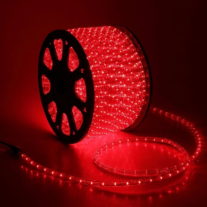 Световой шнур Luazon Lighting 13 мм, IP65, 100 м, 36 LED/м, 220 В, 3W, чейзинг, свечение красное от компании Интернет-магазин "Flap" - фото 1