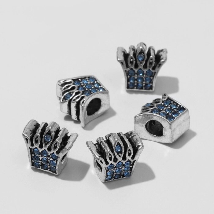 Талисман 'Корона', цвет голубой в чернёном серебре (комплект из 5 шт.) от компании Интернет-магазин "Flap" - фото 1