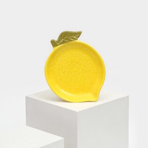 Тарелка керамическая 'Лимон'плоская, желтая, 19 см, 1 сорт, Иран