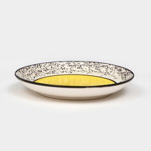 Тарелка керамическая 'Персия'19 см, плоская, жёлтая, 1 сорт, Иран