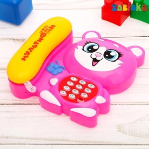 Телефон стационарный 'Кошка'цвет розовый, русское озвучивание, в пакете