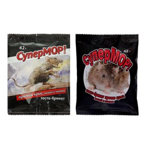 Тесто-брикет СуперМОР против крыс, мышей и полевок, 42 г (комплект из 3 шт.)