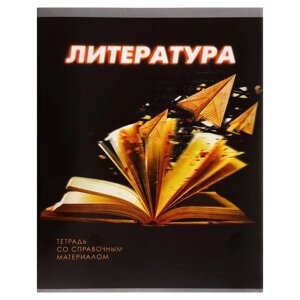 Тетрадь предметная 3D, 48 листов в линейку 'Литература'обложка мелованный картон, блок 2, белизна 75 (серые листы)