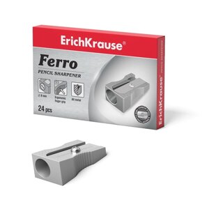 Точилка 1 отверстие ErichKrause Ferro, алюминий, отверстие диаметром 8 мм, серая (комплект из 24 шт.)
