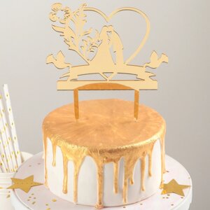 Топпер для торта 'Любовь навсегда'13x18 см, цвет золото