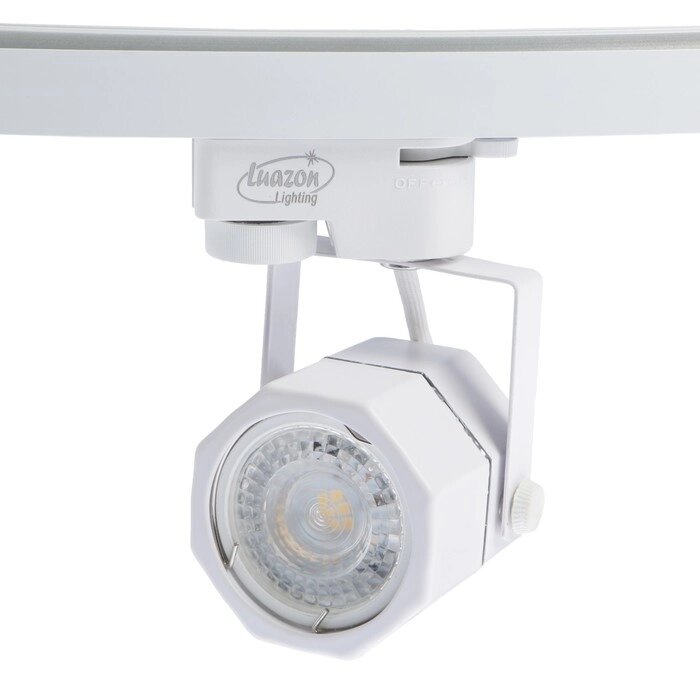 Трековый светильник Luazon Lighting под лампу Gu10, восемь граней, корпус белый от компании Интернет-магазин "Flap" - фото 1