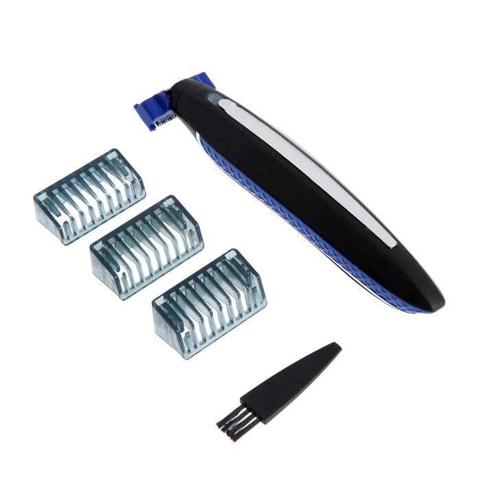 Триммер для волос Luazon LTRI-05, для усов/бороды, 3 насадки, от USB, синий от компании Интернет-магазин "Flap" - фото 1