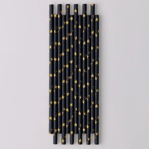 Трубочки для коктейля 'Звёзды' набор 12 шт., цвет чёрный