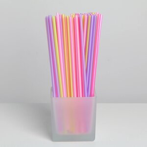 Трубочки одноразовые для напитков, 0,5x21 см, 100 шт, цвет микс