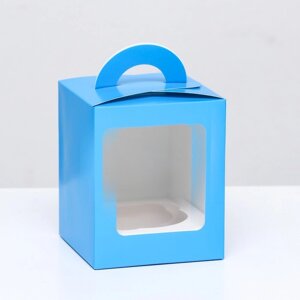 Упаковка под один капкейк с окном голубая, 9,2 х 9,2 х 11,1 см
