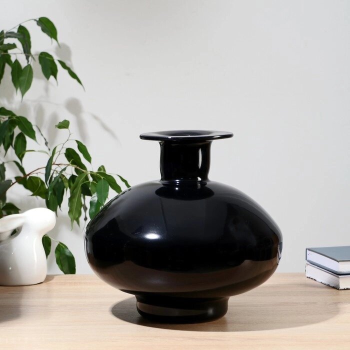 Ваза 'Черный глянец' бутыл. декор 28х30 см от компании Интернет-магазин "Flap" - фото 1