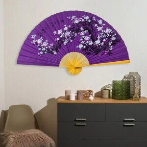 Веер бамбук, текстиль h120 см 'Сакура' фиолетовый