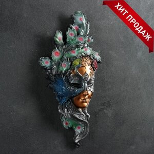 Венецианская маска 'Павлин' цветной, 35см