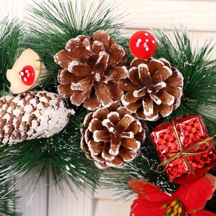 Венок новогодний d-40 см 'Снежные шишечки с грибочками' от компании Интернет-магазин "Flap" - фото 1