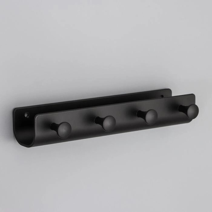Вешалка на 4 крючка 'Став', 22x4x7 см, цвет чёрный от компании Интернет-магазин "Flap" - фото 1