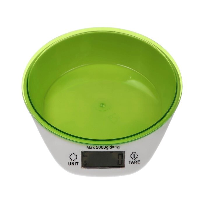 Весы кухонные Luzon LKVB-501, электронные, до 5 кг, чаша 1.3 л, зеленые от компании Интернет-магазин "Flap" - фото 1