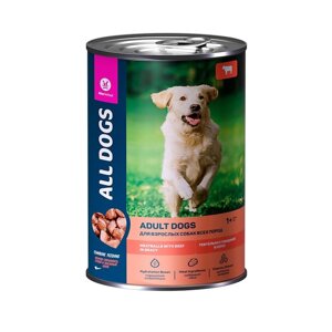 Влажный корм All dogs для собак, тефтельки с говядиной в соусе, банка,415 г (комплект из 2 шт.)