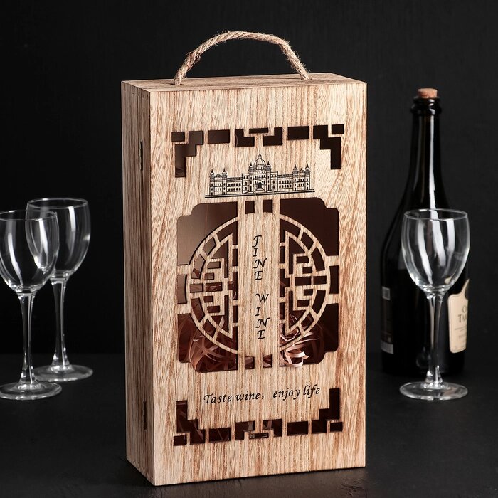 Ящик для хранения вина 'Мерло', 35x20 см, на 2 бутылки от компании Интернет-магазин "Flap" - фото 1