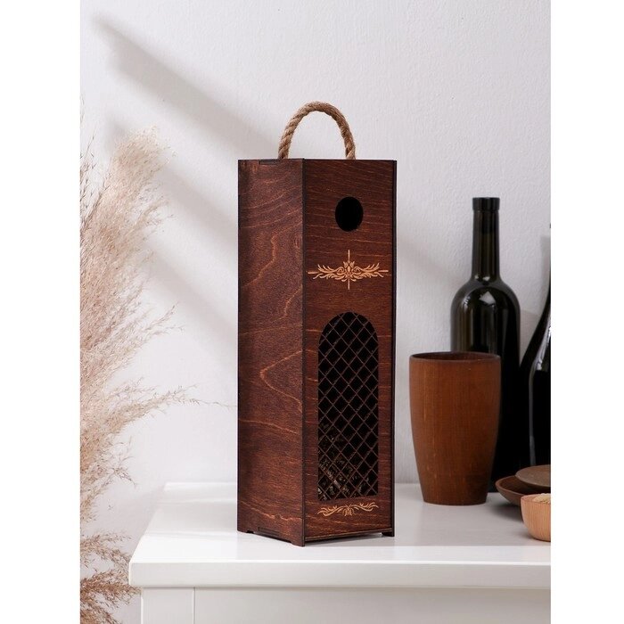 Ящик для вина Adelica 'Пьемонт', 34x10,5x10,2 см, цвет тёмный шоколад от компании Интернет-магазин "Flap" - фото 1