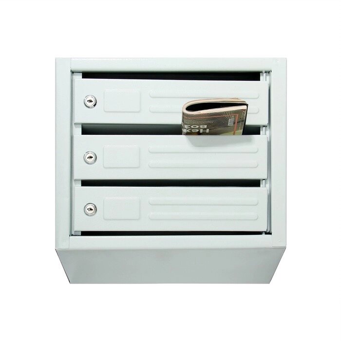 Ящик почтовый многосекционный, 3 секций, с задней стенкой, серый от компании Интернет-магазин "Flap" - фото 1