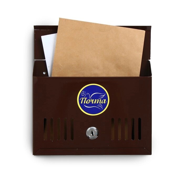 Ящик почтовый с замком, горизонтальный 'Мини', коричневый от компании Интернет-магазин "Flap" - фото 1