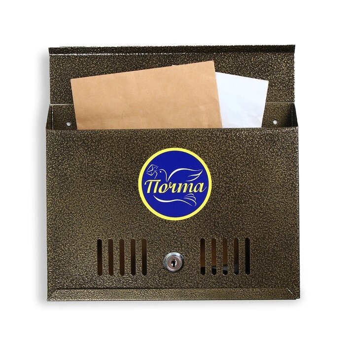 Ящик почтовый с замком, горизонтальный 'Широкий', бронзовый от компании Интернет-магазин "Flap" - фото 1