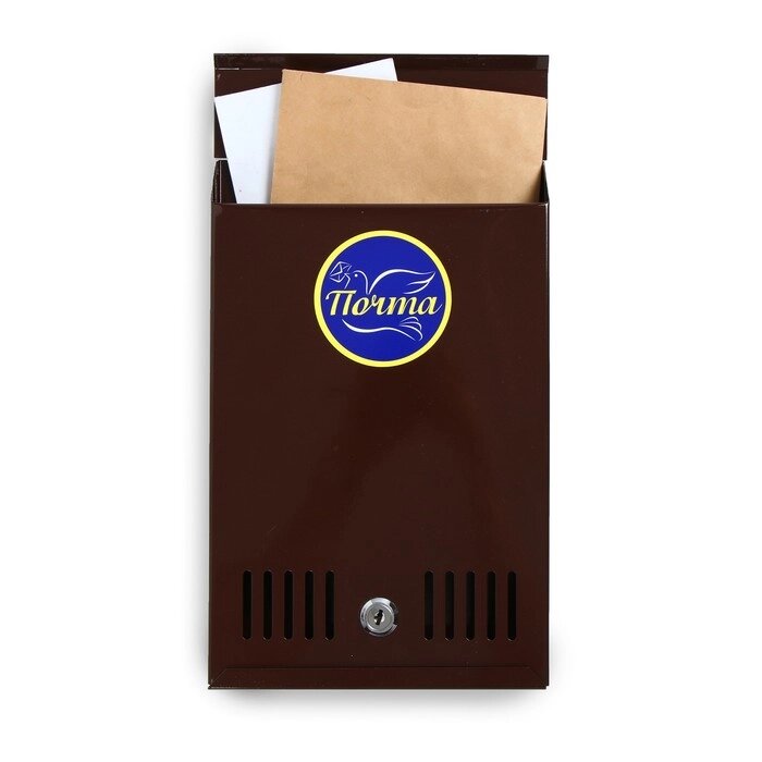 Ящик почтовый с замком, вертикальный, коричневый от компании Интернет-магазин "Flap" - фото 1