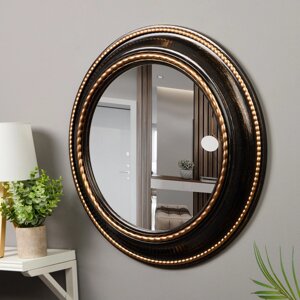Зеркало интерьерное, настенное, D60 см, черный с бронзой