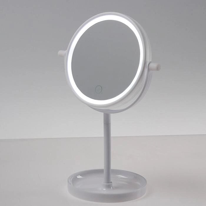 Зеркало Luazon KZ-04, подсветка, настольное, 19.5 x 13 x 29.5 см, 4хААА, сенсорная кнопка от компании Интернет-магазин "Flap" - фото 1