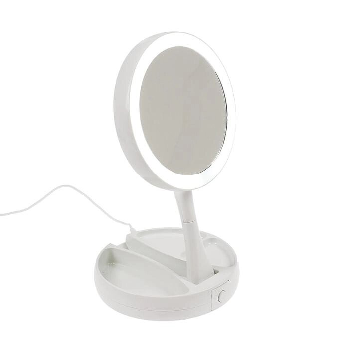 Зеркало Luazon KZ-09, подсветка, настольное, 30 x 16 x 16 см, увеличение х 10, USB, белое от компании Интернет-магазин "Flap" - фото 1