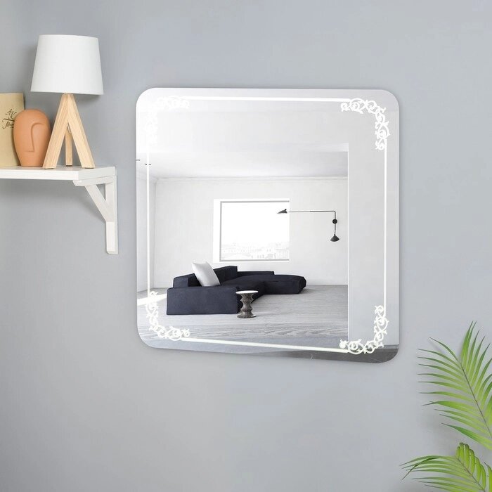 Зеркало настенное, 600 х 600 мм,  с пескоструйным рисунком от компании Интернет-магазин "Flap" - фото 1