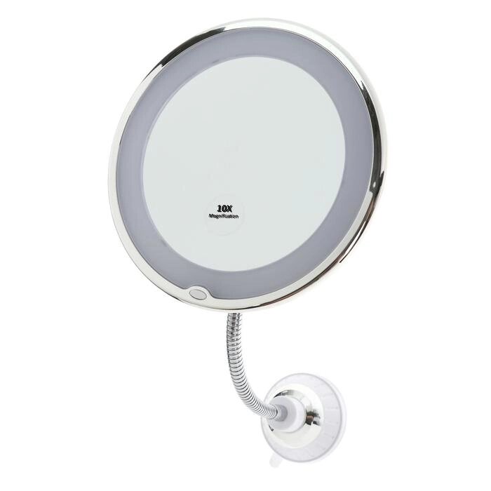 Зеркало настенное KZ-13, косметическое, подсветка, 14 диодов, 3хААА, вращение на 360 от компании Интернет-магазин "Flap" - фото 1