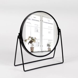 Зеркало настольное 'Круг'двустороннее, с увеличением, d зеркальной поверхности 16 см, цвет чёрный