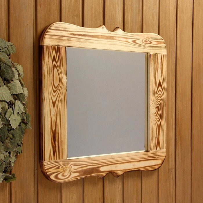 Зеркало резное, обожжённое, 50x50 см от компании Интернет-магазин "Flap" - фото 1