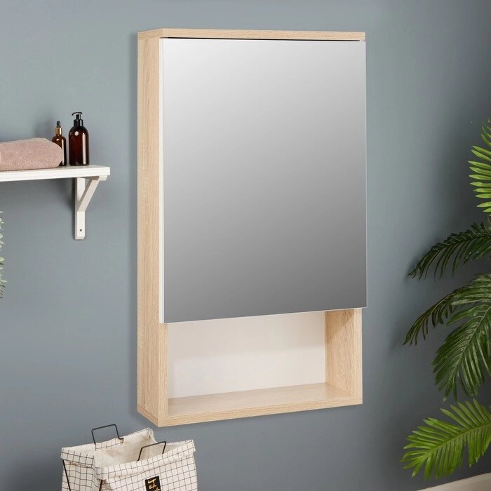 Зеркало-шкаф для ванной комнаты 'Вена 40' белый/сонома, 40 х 70 х 13,6 см от компании Интернет-магазин "Flap" - фото 1