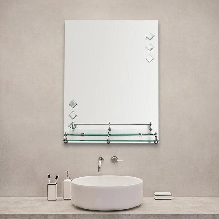 Зеркало в ванную комнату Ассоona, 60x45 см, A616, 1 полка от компании Интернет-магазин "Flap" - фото 1