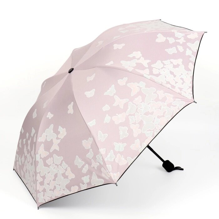 Зонт механический 'Бабочки', с проявляющимся рисунком, эпонж, 4 сложения, 8 спиц, R  49 см, цвет МИКС от компании Интернет-магазин "Flap" - фото 1